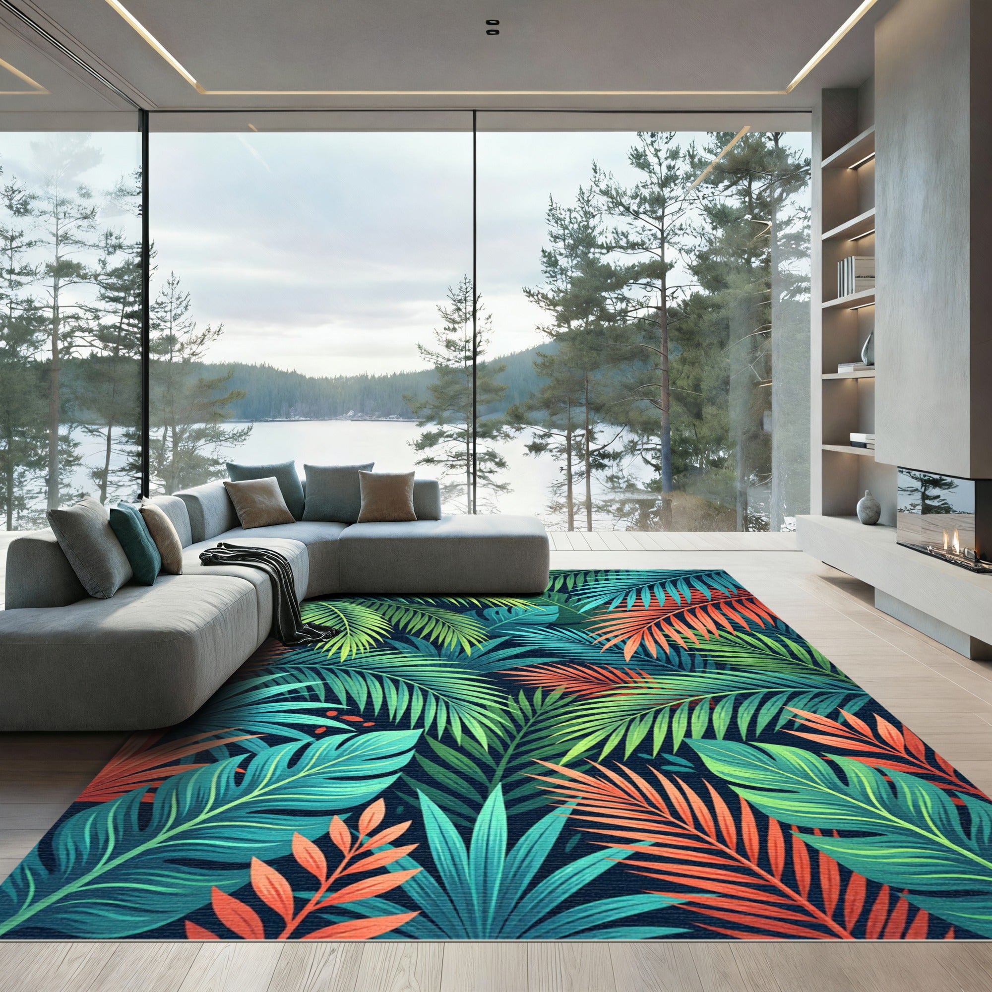 Vibrant Tropical Lush Foliage Rug