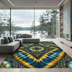 Radiant Blue Yellow Mandala Tie Dye Rug