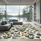Vintage Blue and Golden Meadow Flora Rug