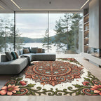 Antique Rose Floral Ornate Medallion Rug