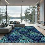 Oceanic Teal Medallion Floral Rug