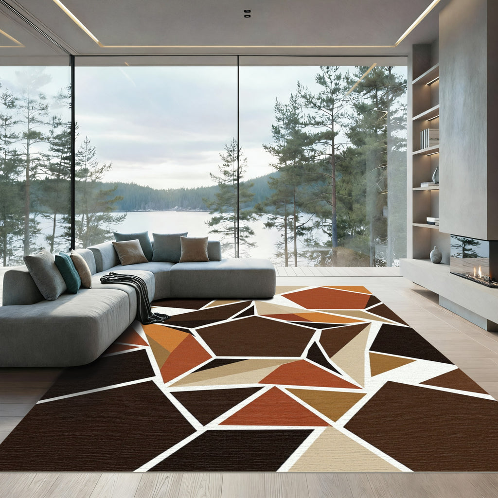 Geometric Earth Tone Starburst Rug