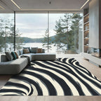 Modern Black and Ivory Zebra Sweep Rug