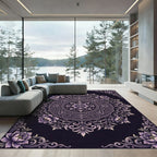 Elegant Purple Floral Mandala Medallion Rug