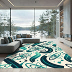 Teal Atomic Orbit Abstract Rug