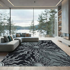 Monochromatic Sunburst Geometric Arrangement Rug