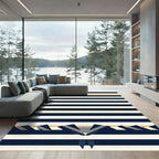 Navy and Cream Nautical Sailor Collar Rug