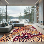 Golden Cheetah Spotted Burgundy Art Rug