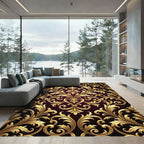 Golden Baroque Floral Vines Rug