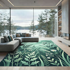 Ethereal Sage Green Wildflower Meadow Rug