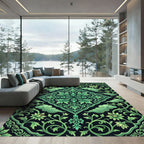 Emerald Green Floral Cloud Scroll Rug