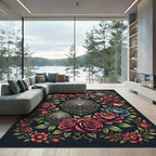 Gothic Floral Rose Medallion Bouquet Rug