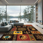 Vibrant Earthy Geometric Eye Medallion Rug