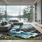 Coastal Lighthouse Rocky Cliff Scenic Landscape Rug