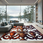 Ornate Burgundy Floral Urn Garland Rug