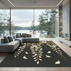 Cream Flower Vine Mushroom Whimsical Rug