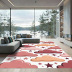 Whimsical Earthy Pink Celestial Cloud Rug