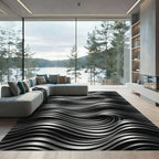 Monochromatic Silver Swirl Wave Rug