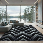 Monochromatic Metallic Arrow Chevron Rug