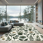 Sage Green Meadow Wildflower Botanical Rug