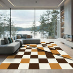 Geometric Earth Tone Checkered Abstract Rug