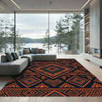 Geometric Ochre Charcoal Tribal Diamond Rug