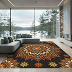 Radiant Amber Golden Floral Medallion Rug
