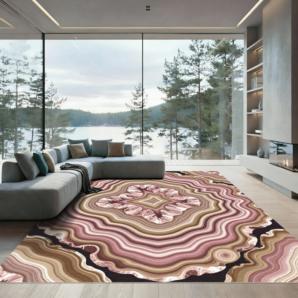 Rose Gold Agate Geode Abstract Rug