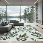 Earthy Sage Botanical Eucalyptus Foliage Rug