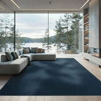 Moody Dark Blue Textured Abstract Clouds Rug