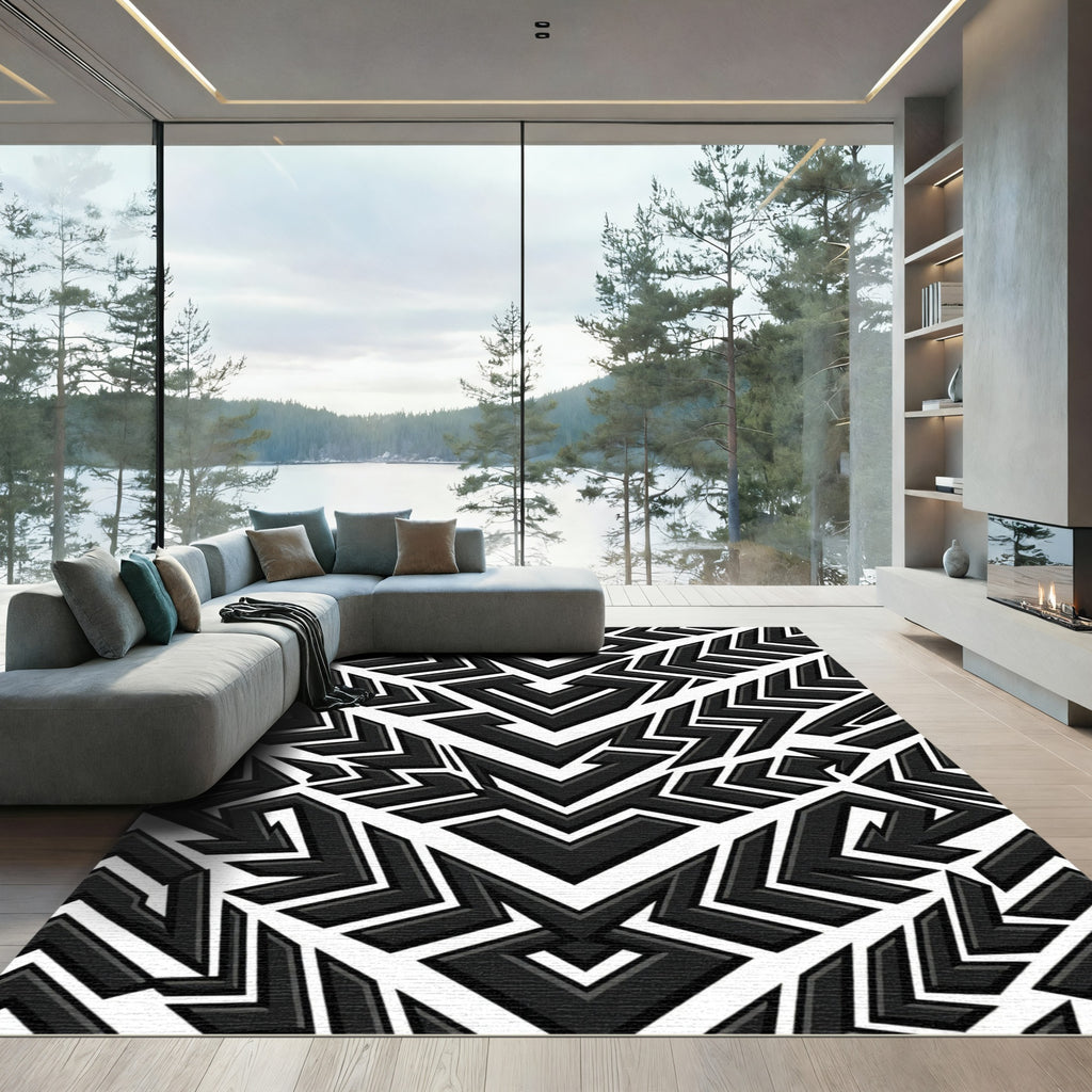 Monochromatic Geometric Maze Rug