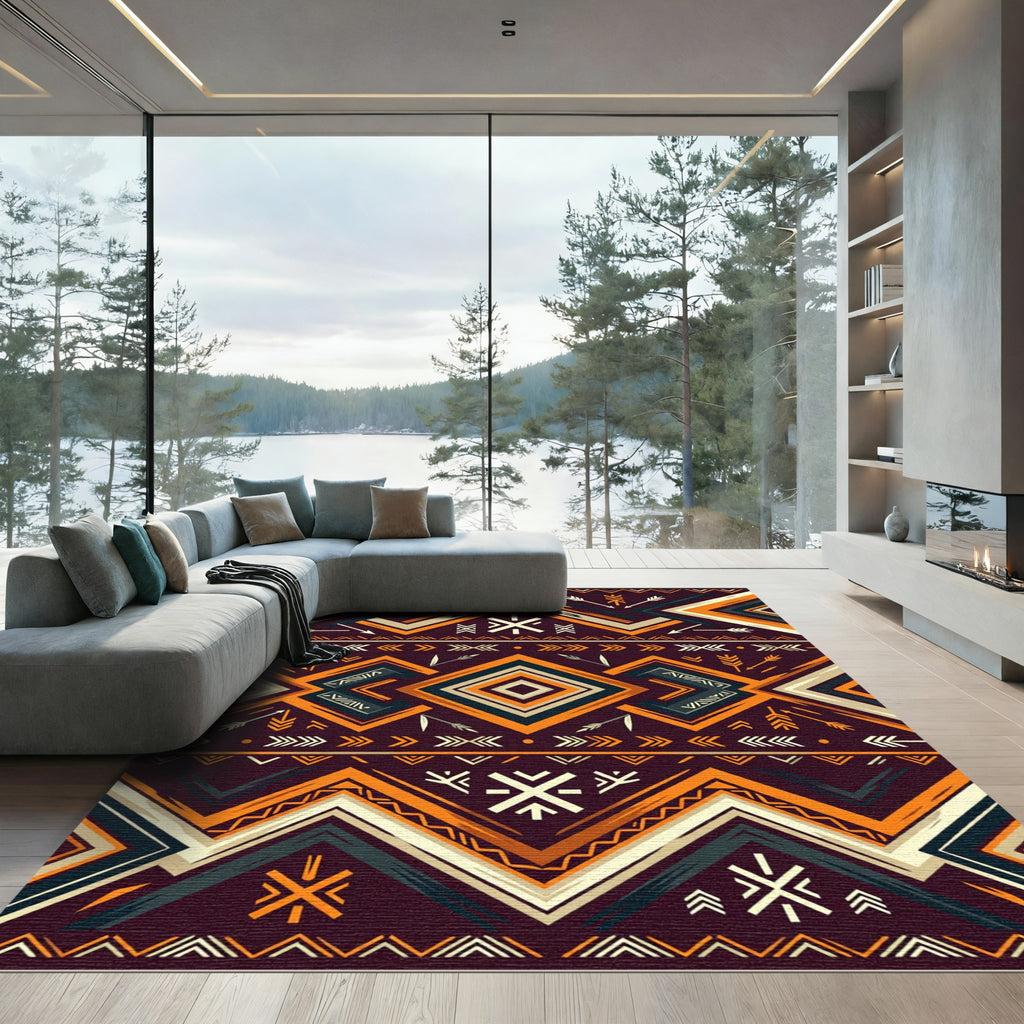 Earthy Southwestern Geometric Arrow Diamond Rug