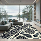 Monochromatic Gray Wild Cat Animal Print Rug