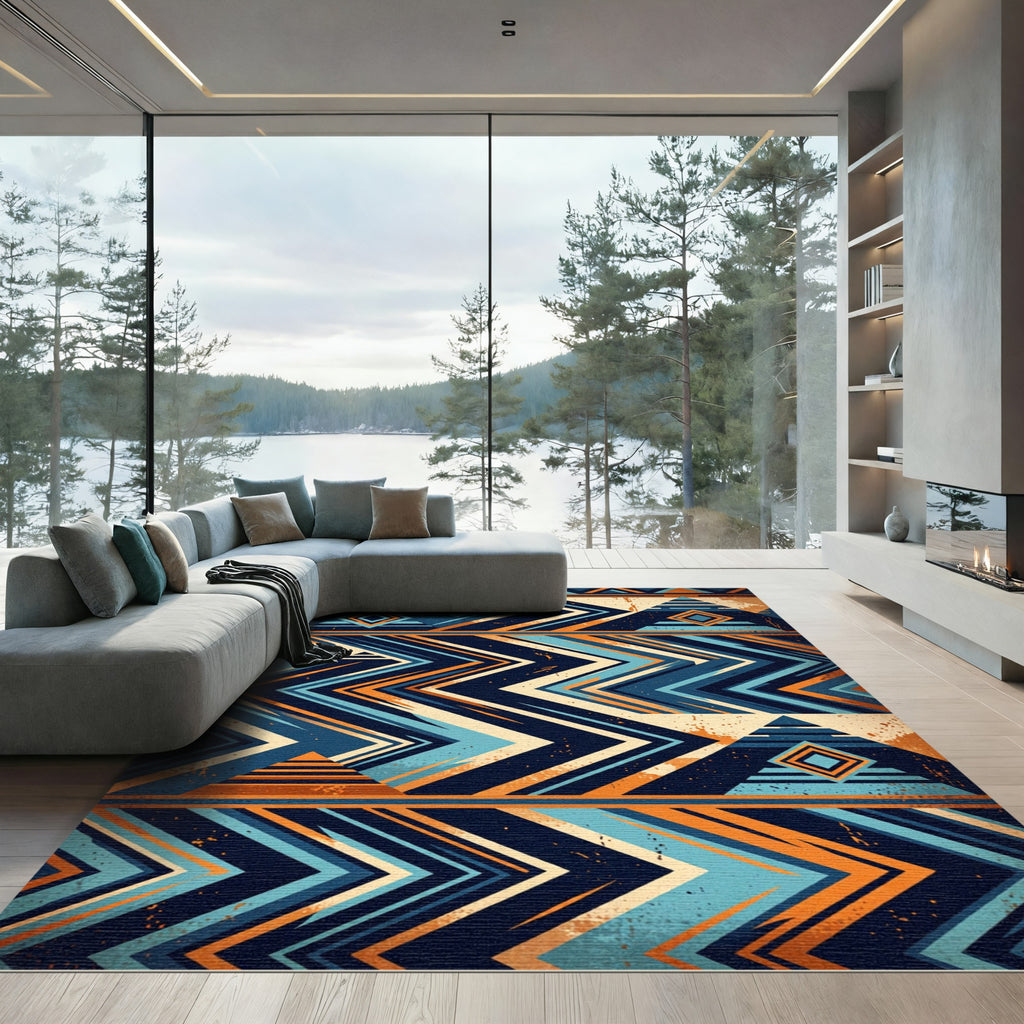 Bold Geometric Tribal Zigzag Rug