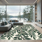 Deep Green Leafy Branch Collection Rug