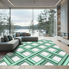Mint Green Geometric Lattice Grid Rug