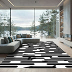 Monochrome Jet Aircraft Silhouette Striped Rug