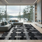 Interlocking Gray Stripe Weave Rug