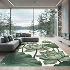 Botanical Sage Green Lotus Bloom Rug