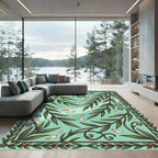 Willow Branch Botanical Art Nouveau Teal Rug