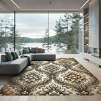Antique Gold Floral Damask Baroque Repeat Rug