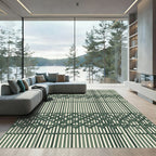 Green Bamboo Weave Stripe Rug