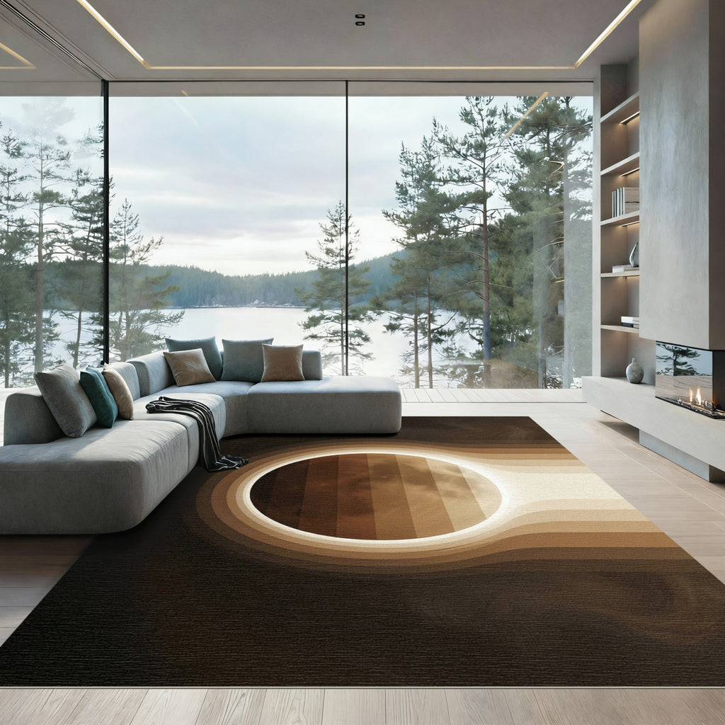 Warm Earthy Tone Gradient Circle Rug