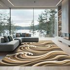 Brown Earthy Tone Ocean Waves Rug
