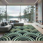 Retro Green Arc Wave Rug