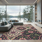 Vintage Plum Floral Medallion Tile Rug