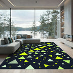 Neon Lime Green Geometric Triangle Art Rug