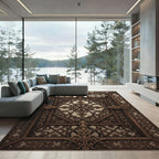 Dark Brown Ornamental Arabesque Scroll Rug