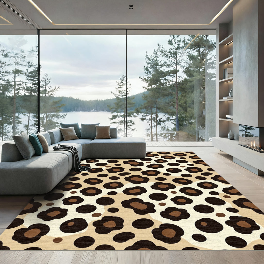 Warm Beige Leopard SpotsRug Rug