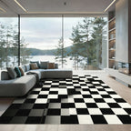 Monochrome Three-dimensional Geometric Checkered Art Rug